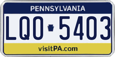 PA license plate LQO5403