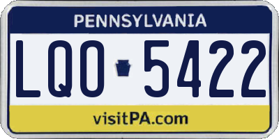 PA license plate LQO5422