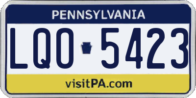 PA license plate LQO5423