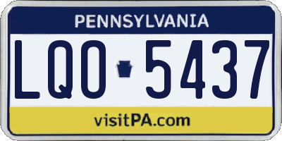 PA license plate LQO5437
