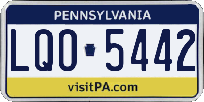 PA license plate LQO5442