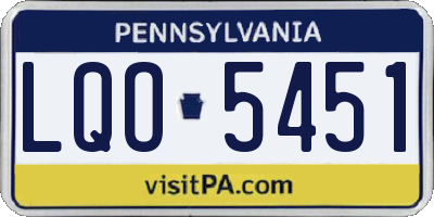 PA license plate LQO5451