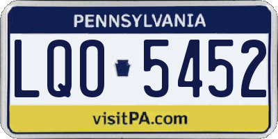 PA license plate LQO5452
