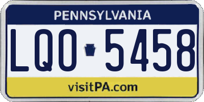 PA license plate LQO5458