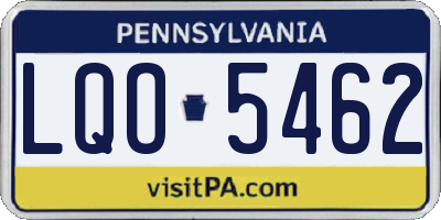 PA license plate LQO5462
