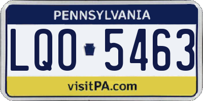 PA license plate LQO5463