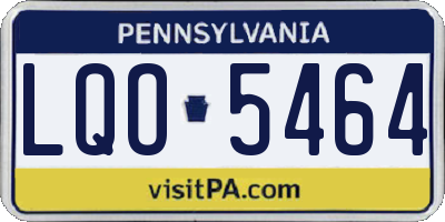 PA license plate LQO5464