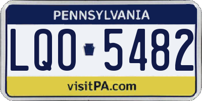 PA license plate LQO5482
