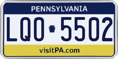 PA license plate LQO5502