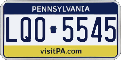 PA license plate LQO5545