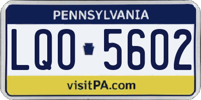 PA license plate LQO5602