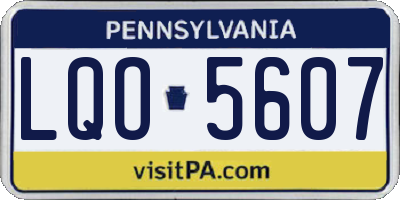 PA license plate LQO5607