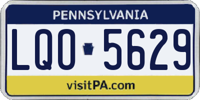 PA license plate LQO5629