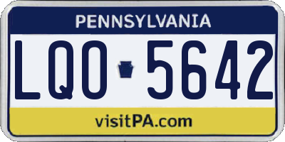 PA license plate LQO5642