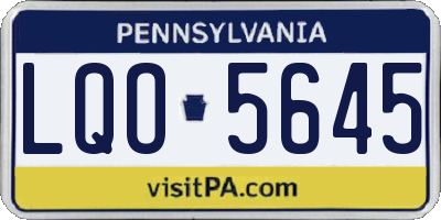 PA license plate LQO5645
