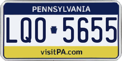 PA license plate LQO5655