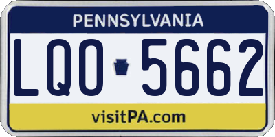 PA license plate LQO5662