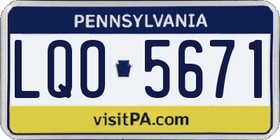 PA license plate LQO5671
