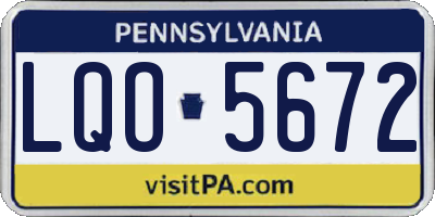 PA license plate LQO5672