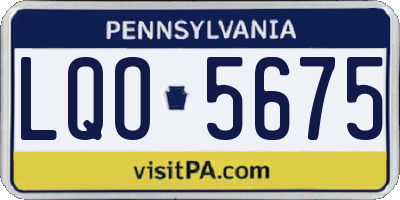 PA license plate LQO5675