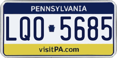 PA license plate LQO5685