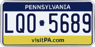PA license plate LQO5689