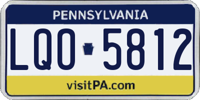 PA license plate LQO5812