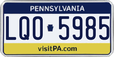 PA license plate LQO5985