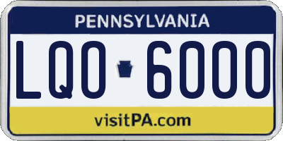 PA license plate LQO6000