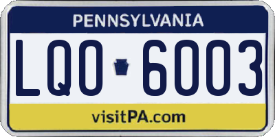 PA license plate LQO6003