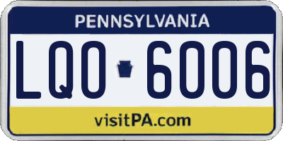 PA license plate LQO6006
