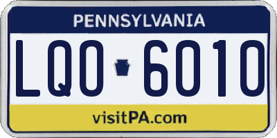 PA license plate LQO6010