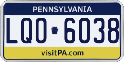 PA license plate LQO6038