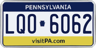 PA license plate LQO6062