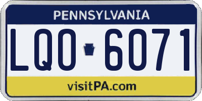 PA license plate LQO6071