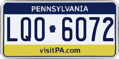 PA license plate LQO6072