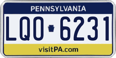PA license plate LQO6231