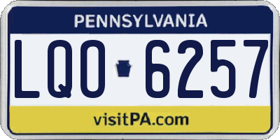 PA license plate LQO6257