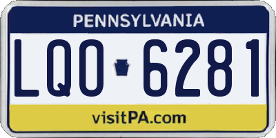 PA license plate LQO6281