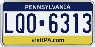 PA license plate LQO6313