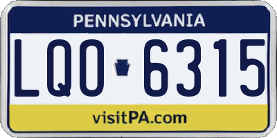 PA license plate LQO6315