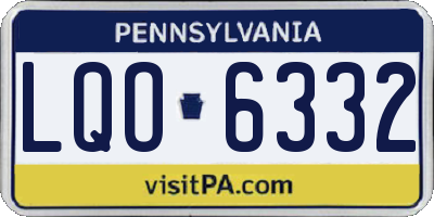 PA license plate LQO6332