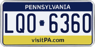 PA license plate LQO6360
