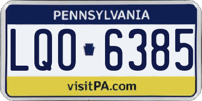 PA license plate LQO6385