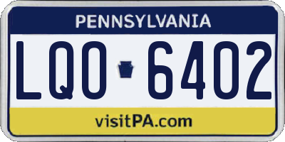 PA license plate LQO6402
