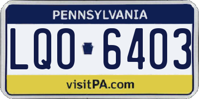 PA license plate LQO6403