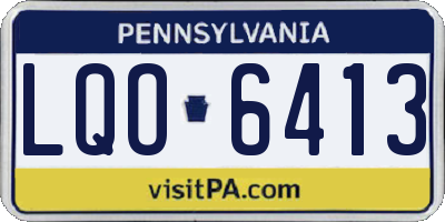 PA license plate LQO6413