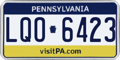 PA license plate LQO6423