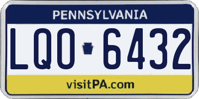 PA license plate LQO6432