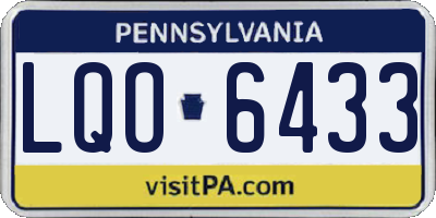 PA license plate LQO6433